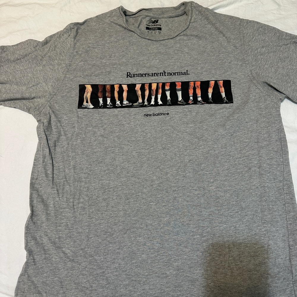 New Balance Gray Short Sleeve Tee with Graphic Design
